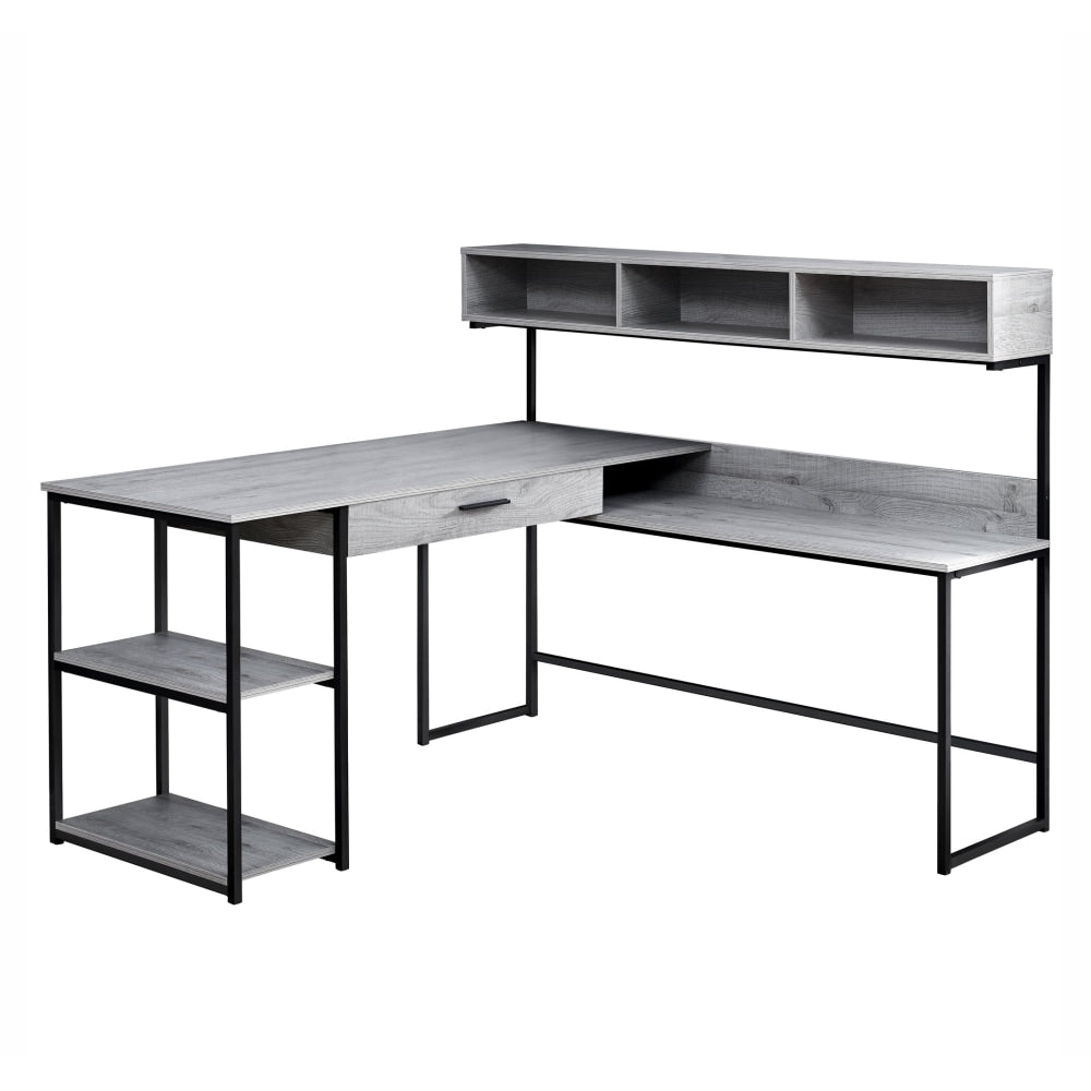 Monarch Specialties 59inW Corner Desk Workstation, Gray/Black