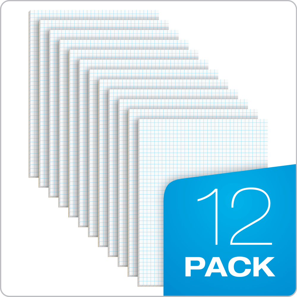 TOPS Quadrille Pad, 8 1/2in x 11in, Quad Ruled, White, 50 Sheets Per Pad, Pack Of 12 Pads