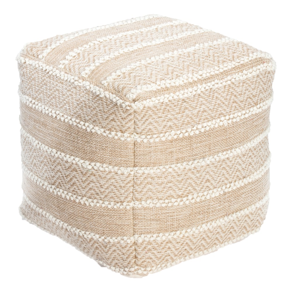 Anji Mountain Portales Pouf Ottoman, Brown/Ivory