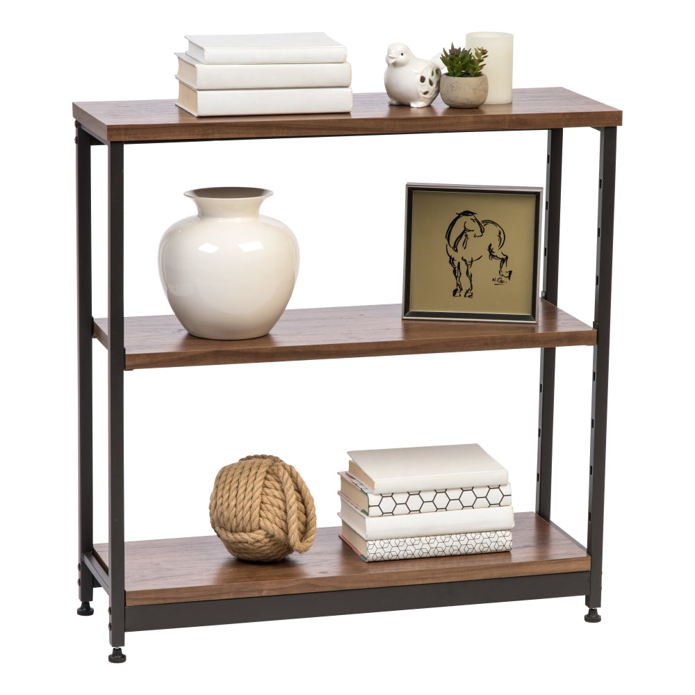 IRIS 32inH 3-Tier Wide-Shelf, Brown/Black