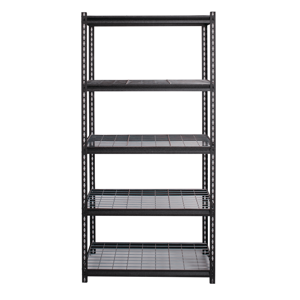 Hirsh Iron Horse 2300 Steel Wire Deck Shelving Unit, 5 Shelves, 72inH x 36inW x 18inD, Black