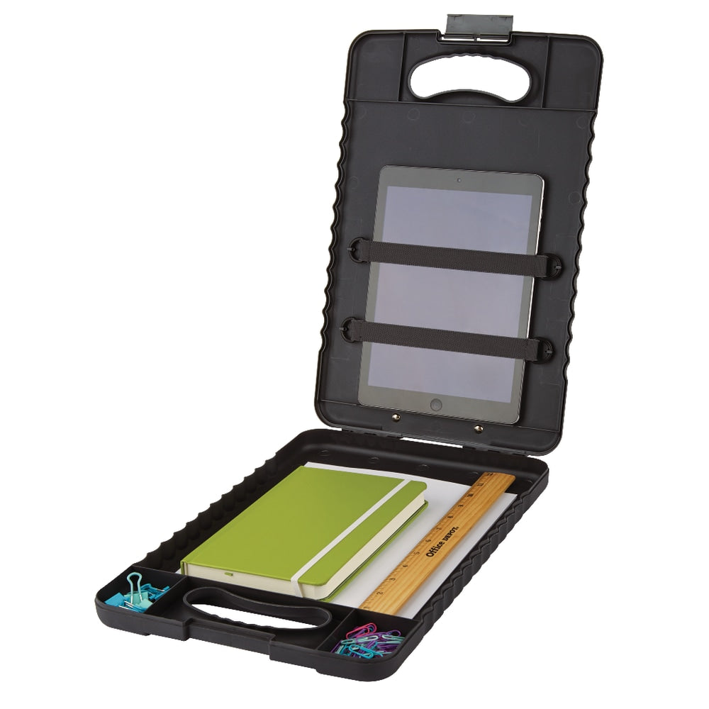 Office Depot Brand Portable Tablet Storage Clipboard Case, 16-1/8inH x 10-1/4inW x 1-5/8inD, Charcoal