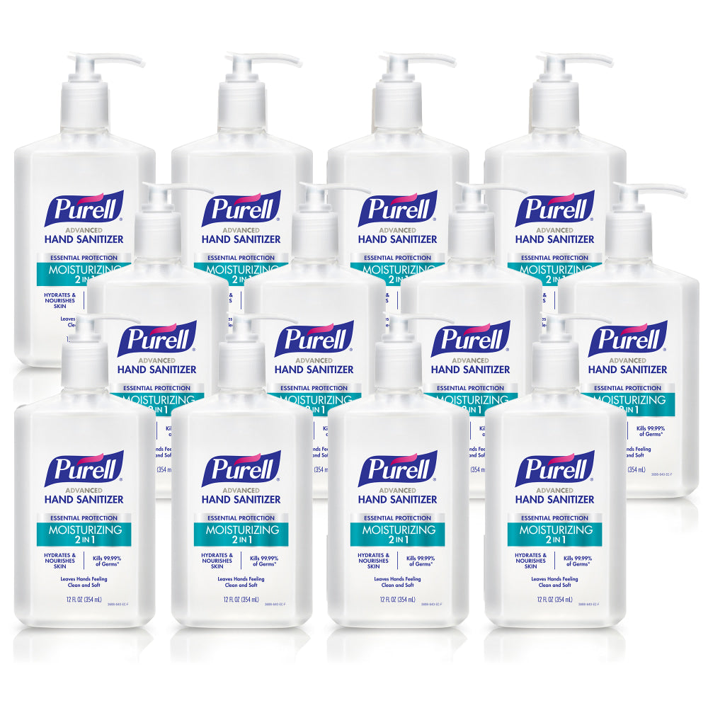 PURELL 2in1 Moisturizing Advanced Hand Sanitizer Gel, 12 oz Pump Bottle, Pack of 12