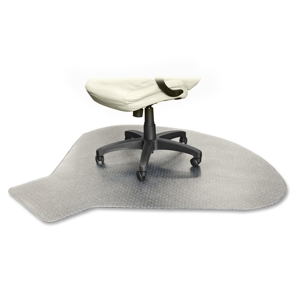 Lorell PlushMat Medium Pile Studded Chair Mat, For L-Workstation With Lip, 60 "x 66in, Clear