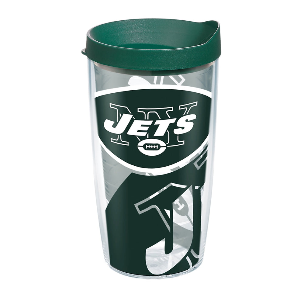 Tervis NFL Tumbler With Lid, 16 Oz, New York Jets, Clear