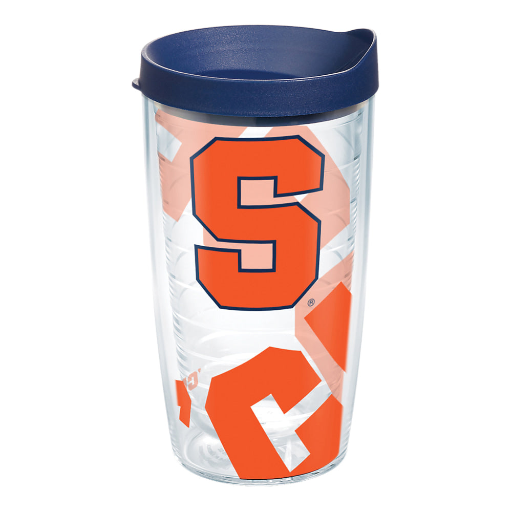 Tervis Genuine NCAA Tumbler With Lid, Syracuse Orange, 16 Oz, Clear