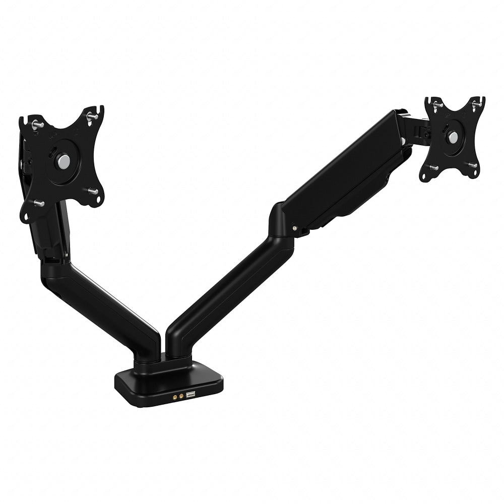 Bush Business Furniture Adjustable Dual Monitor Arm With USB Port, Satin Black, Standard Delivery