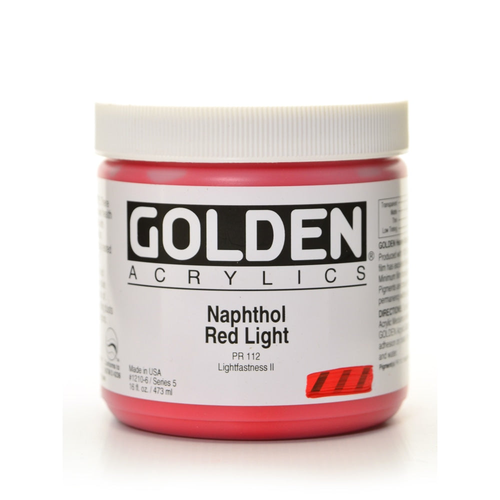 Golden Heavy Body Acrylic Paint, 16 Oz, Naphthol Red Light