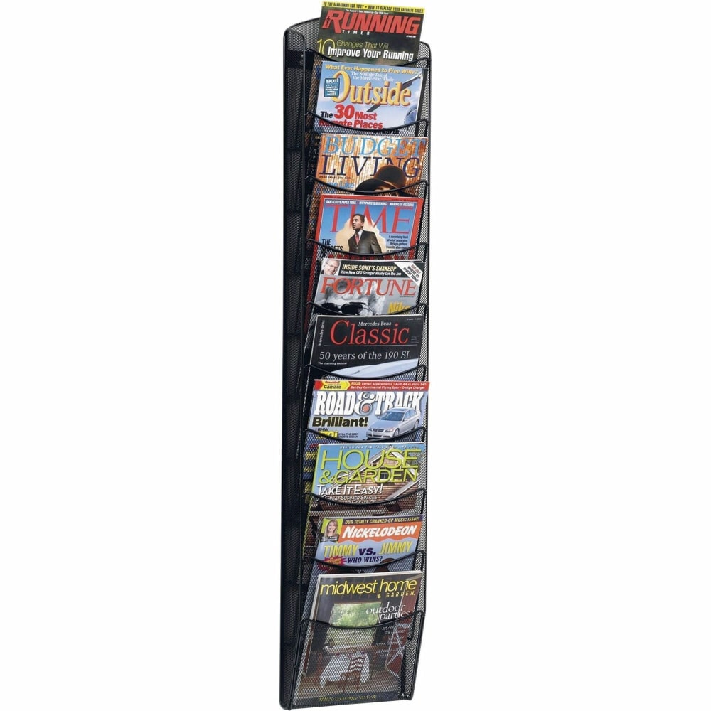 Safco 10-Pocket Mesh Magazine Rack, Black