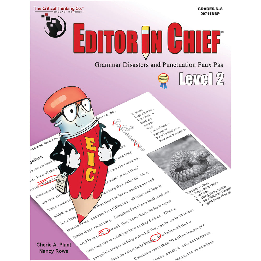 The Critical Thinking Co. Editor In Chief Level 2 Workbook, Grades 6-8