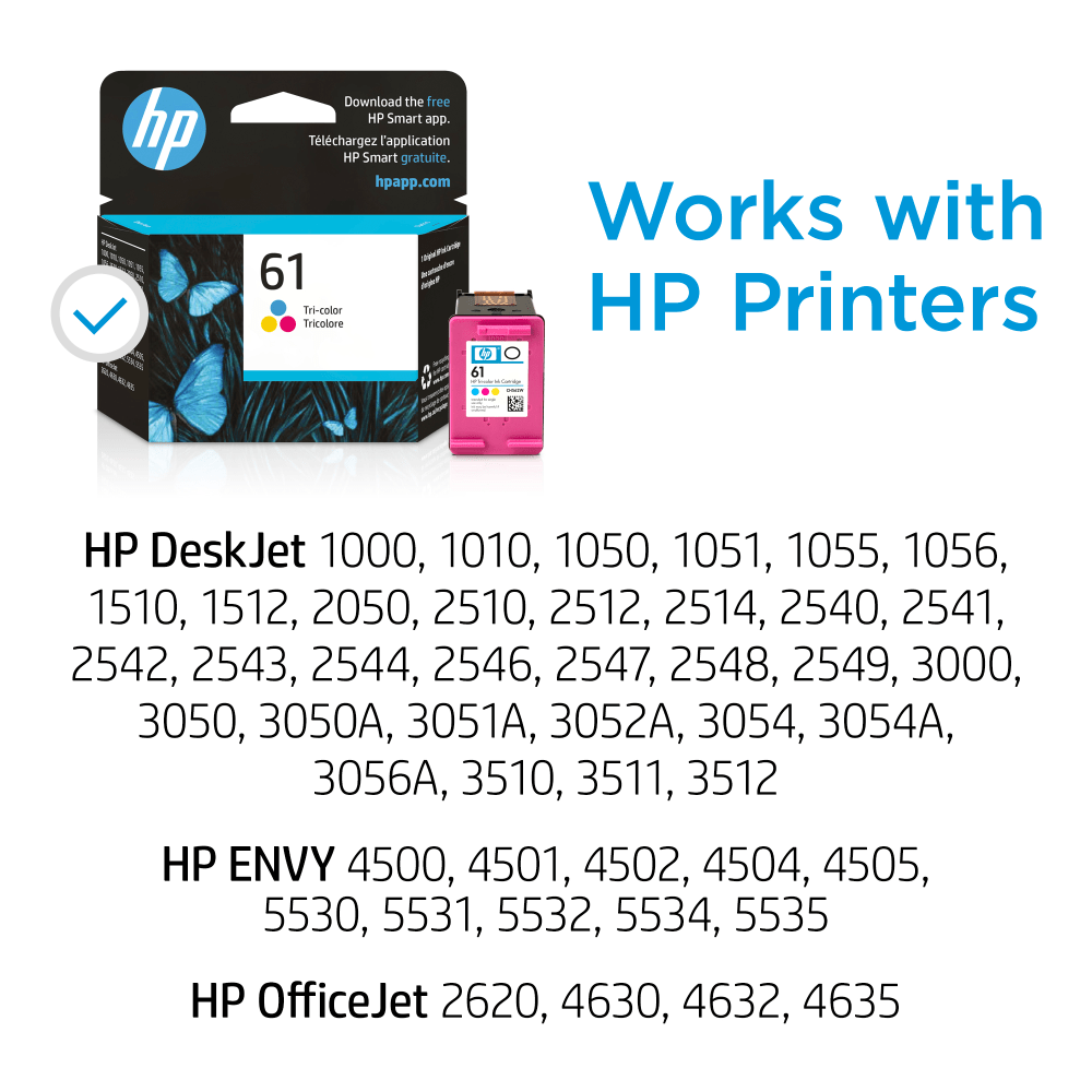 HP 61 Tri-Color Ink Cartridge, CH562WN