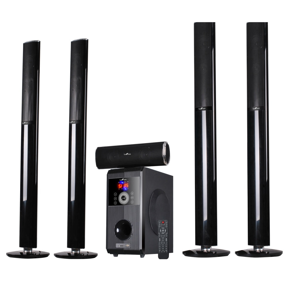 BeFree Sound 5.1 Channel Surround Sound Bluetooth Speaker System, Black