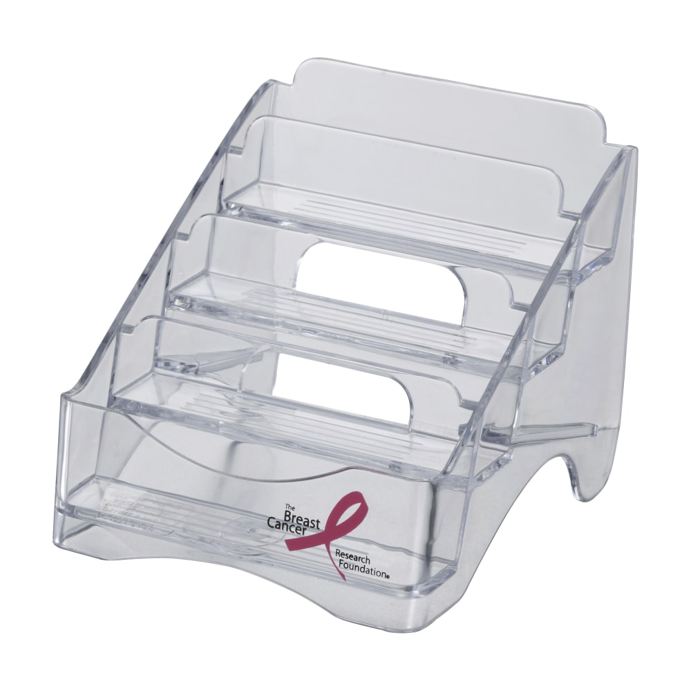 Officemate Breast Cancer Awareness 4 Tier Business Card Holder, Clear