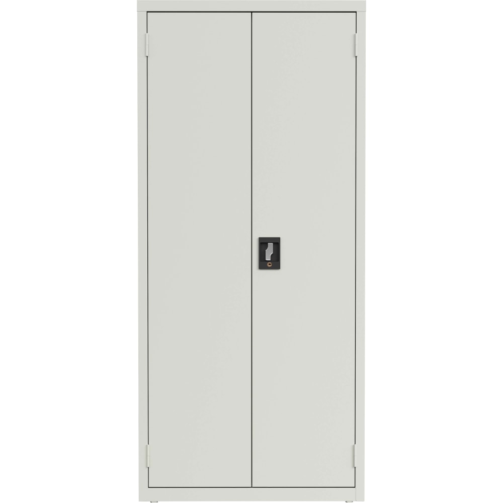 Lorell Fortress Series Slimline Storage Cabinet - 30in x 15in x 66in - 4 x Shelf(ves) - 720 lb Load Capacity - Durable, Welded, Nonporous Surface, Recessed Handle, Removable Lock, Locking System - Light Gray - Baked Enamel - Steel - Recycled