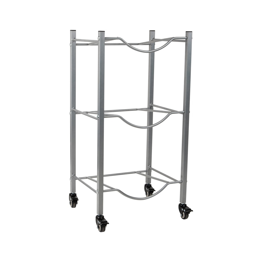 Mind Reader 5 Gallon Water Jug Stand Water 3-Tier Water Cooler Rack Wheels, 31inH x 13-3/4inW x 16-1/2inL, Gray