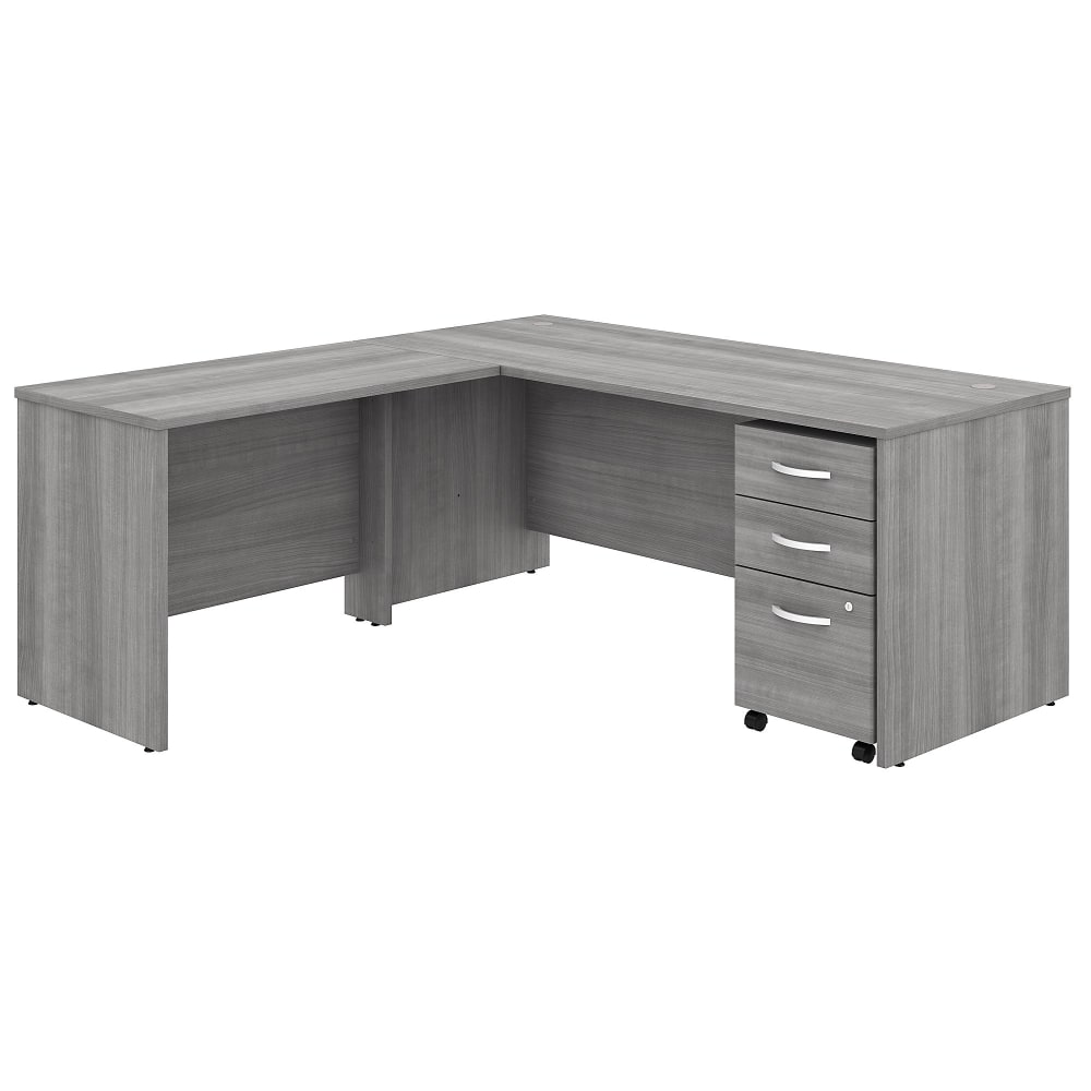 Bush Business Furniture Studio C 72inW L-Shaped Corner Desk With Mobile File Cabinet And Return, Platinum Gray, Standard Delivery