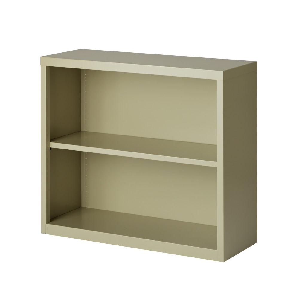 Hirsh 30inH 2-Shelf Metal Bookcase, Putty