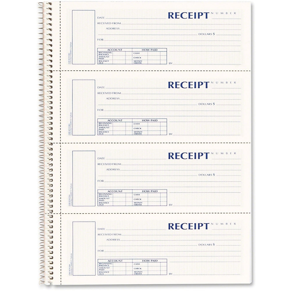 Rediform Wirebound Money Receipt Book, 3-Part, Carbonless, 2 3/4in x 7in, Set Of 120