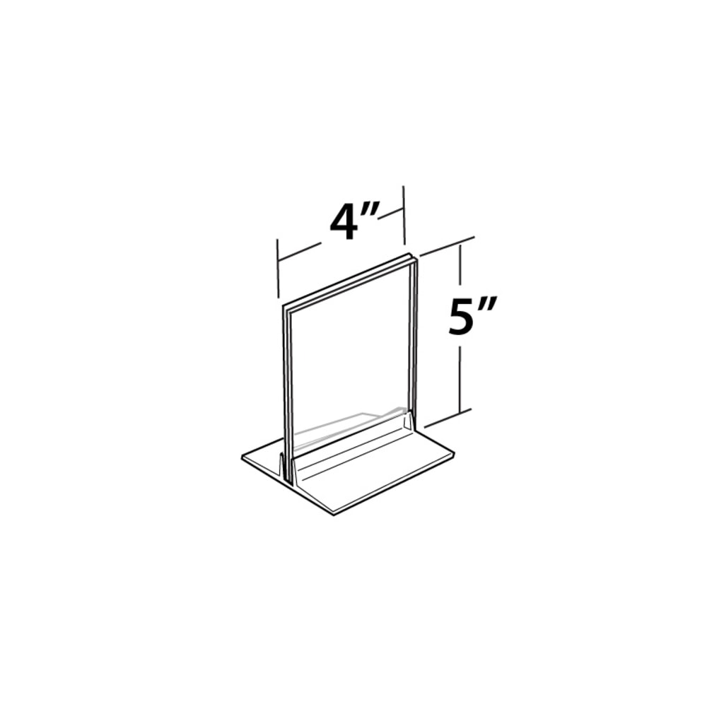 Azar Displays Acrylic T-Strip Vertical/Horizontal Sign Holders, 4inL  x 5inH, Clear, Pack Of 10 Sign Holders