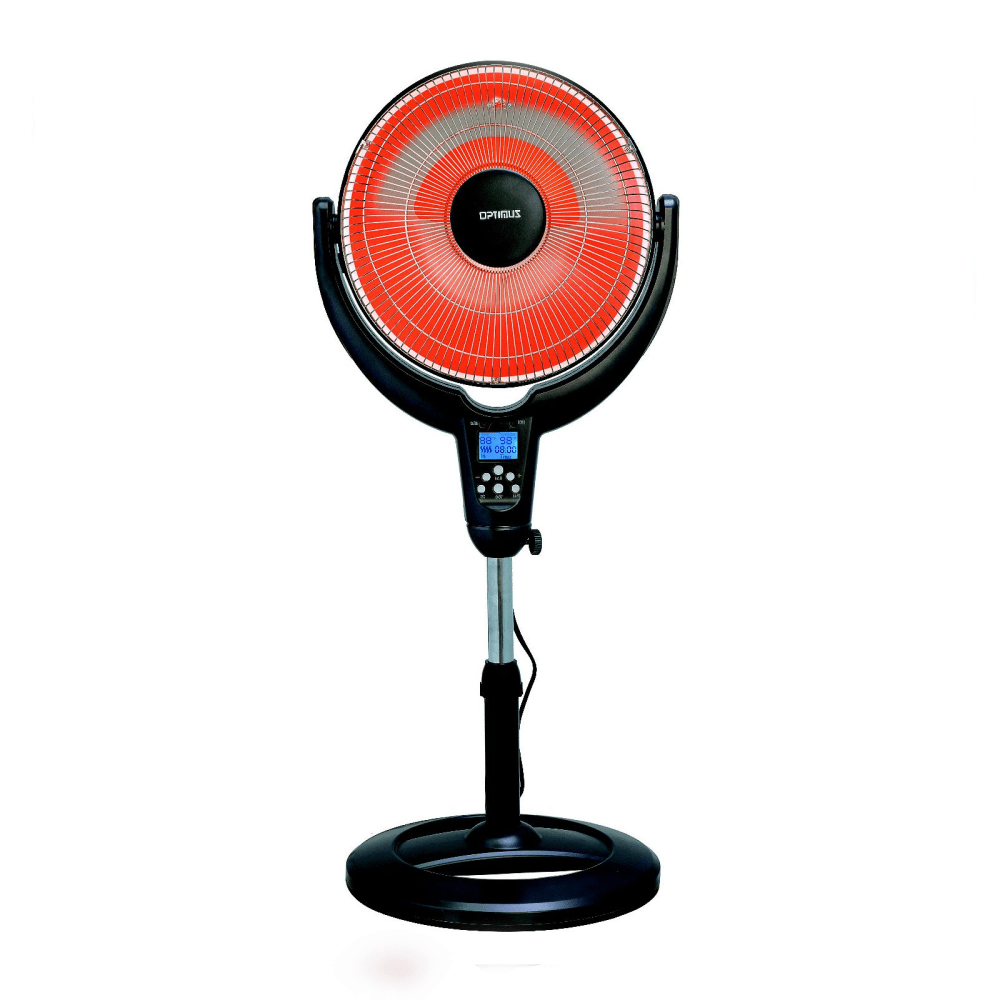 Optimus 14in Oscillating Pedestal Digital Dish Heater With Remote, Black