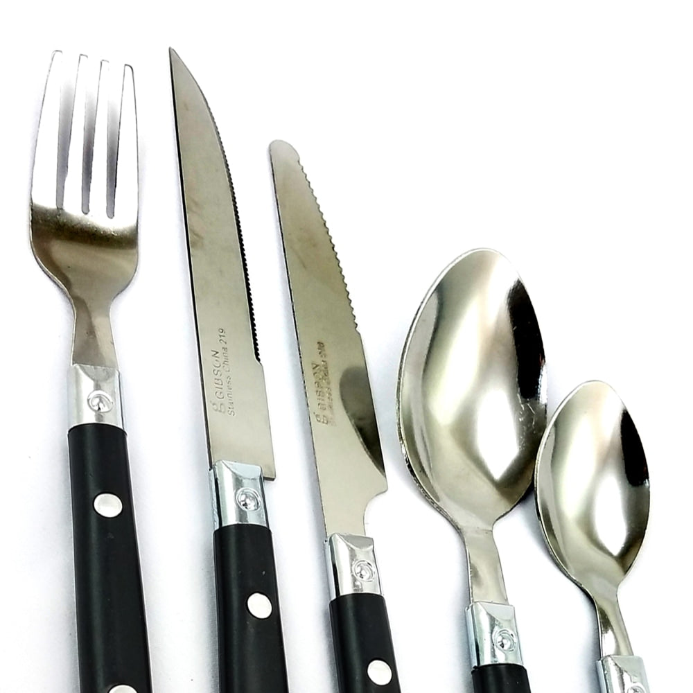 Gibson Home Casual Living 58-Piece Stainless-Steel Flatware Set, Black