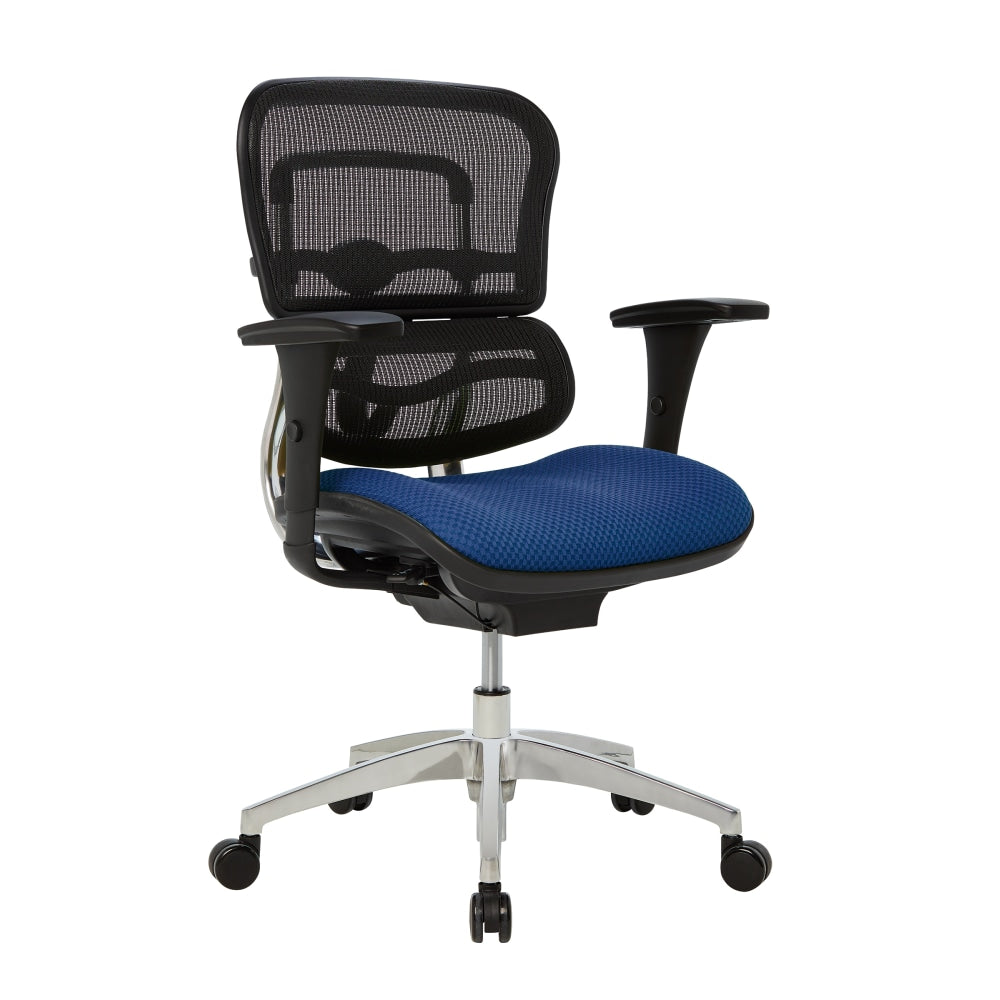 WorkPro 12000 Series Ergonomic Mesh/Premium Fabric Mid-Back Chair, Black/Royal, BIFMA Compliant