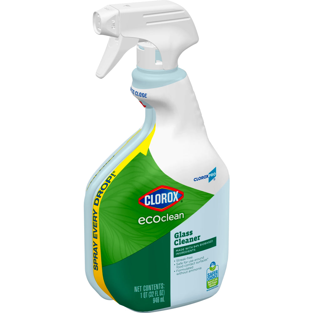 Clorox CloroxPro EcoClean Glass Cleaner Spray Bottles, 32 Oz, Pack Of 9 Bottles