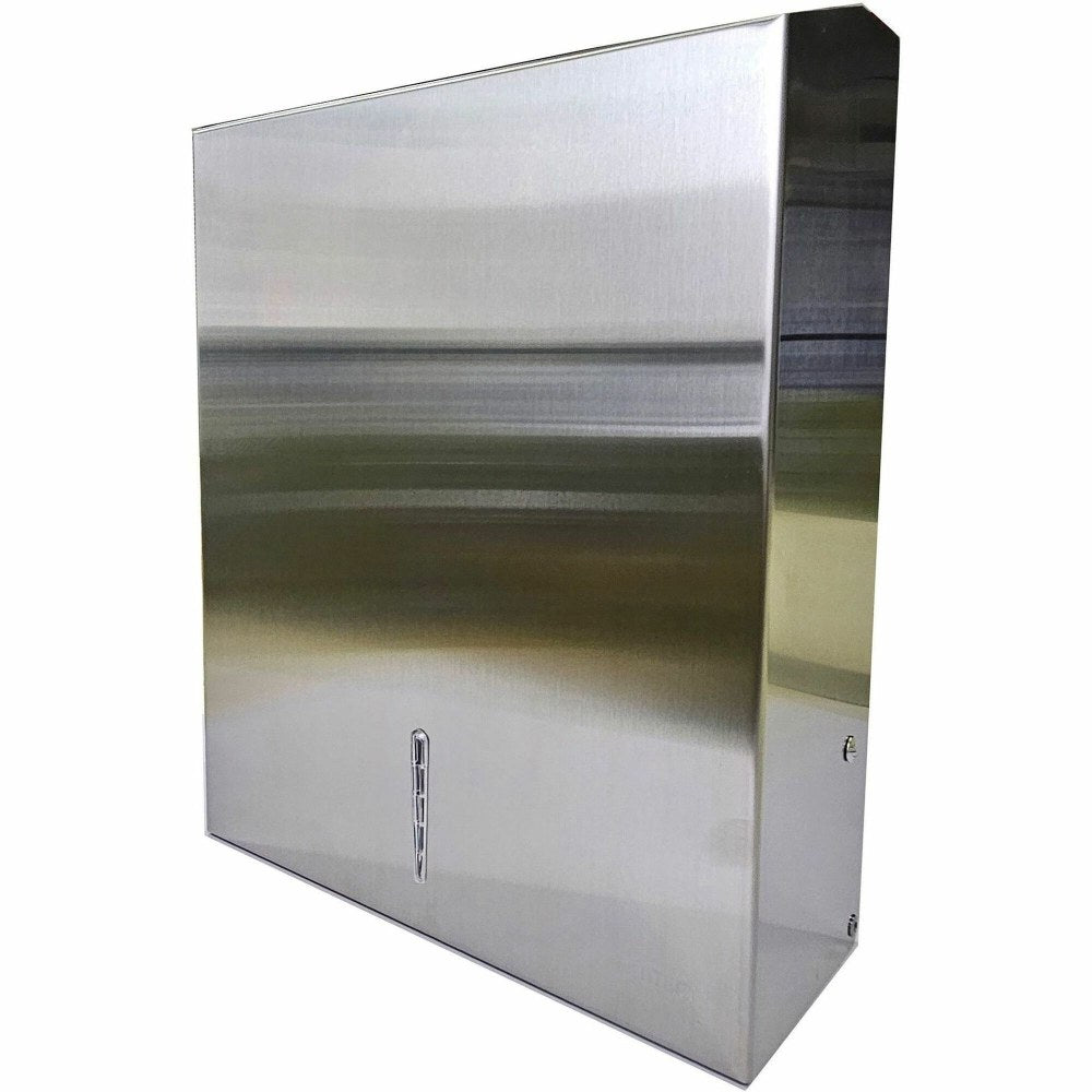 Genuine Joe C-Fold/Multi Towel Cabinet, Stainless Steel