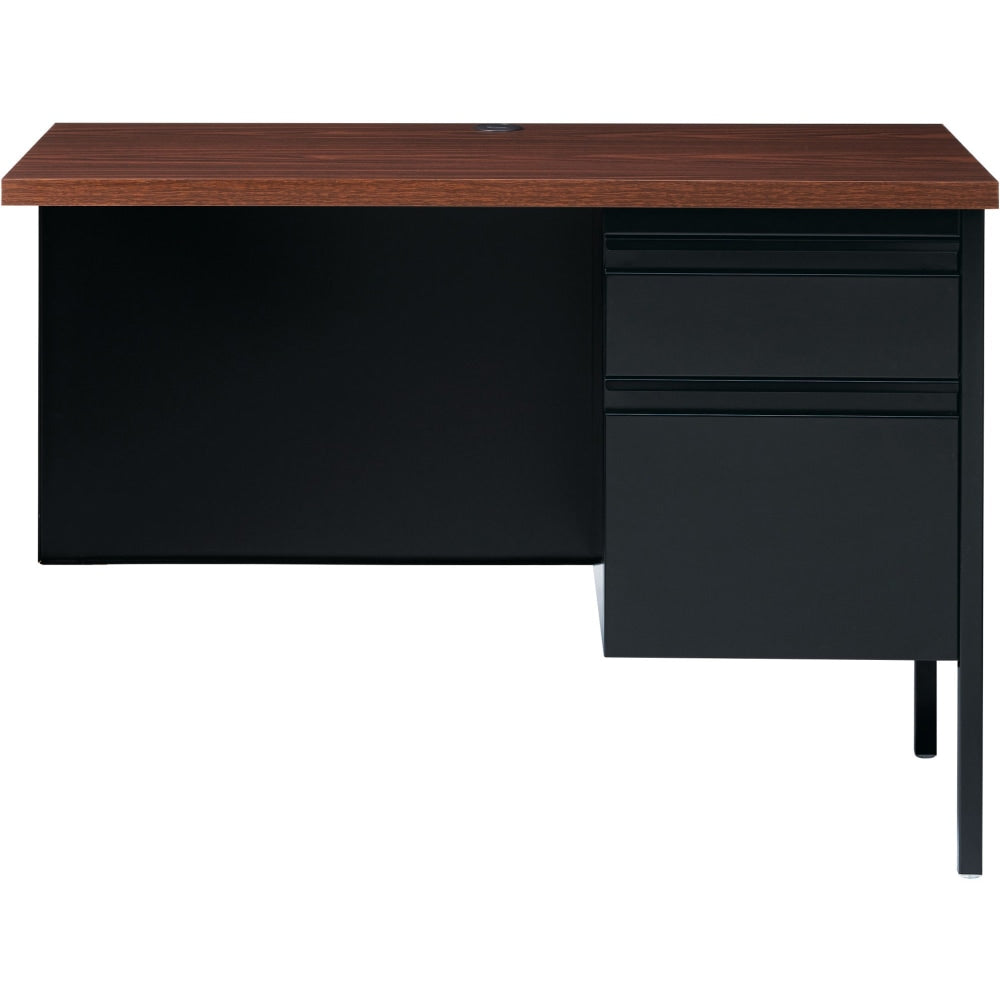 Lorell Fortress Series 42inW Steel Pedestal Return Desk, Right, Black/Walnut