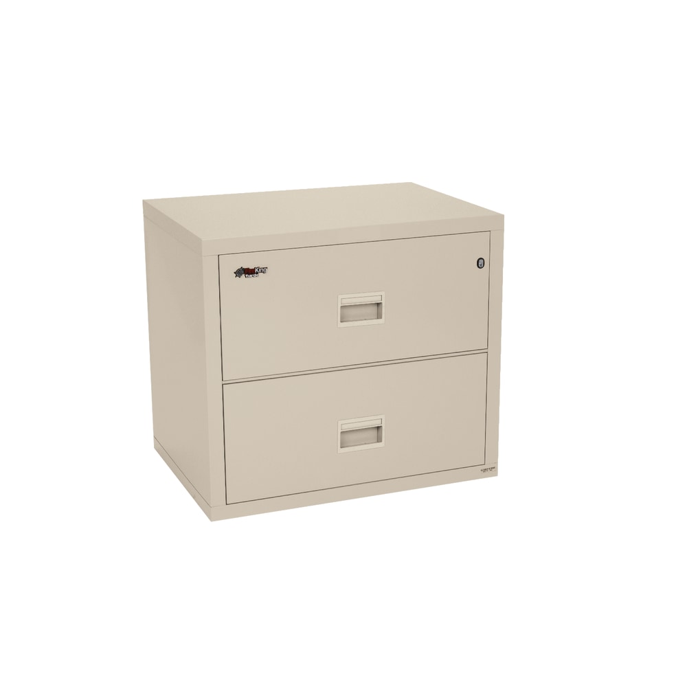 FireKing Turtle 31-1/8inW x 22-1/8inD Lateral 2-Drawer Insulated Fireproof File Cabinet, Parchment, White Glove Delivery