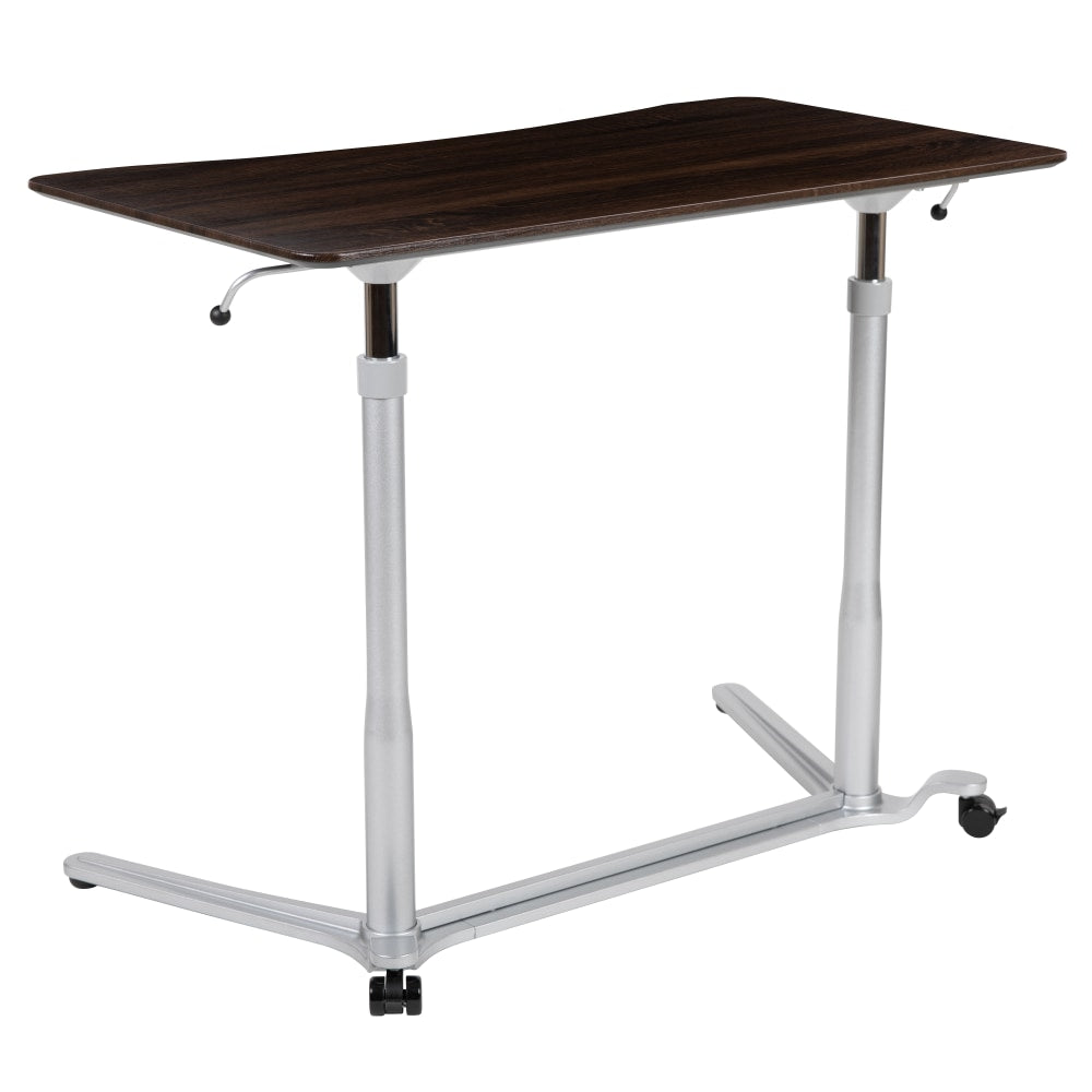 Flash Furniture 38inW Sit-Down/Stand-Up Ergonomic Computer Desk, Dark Wood Grain