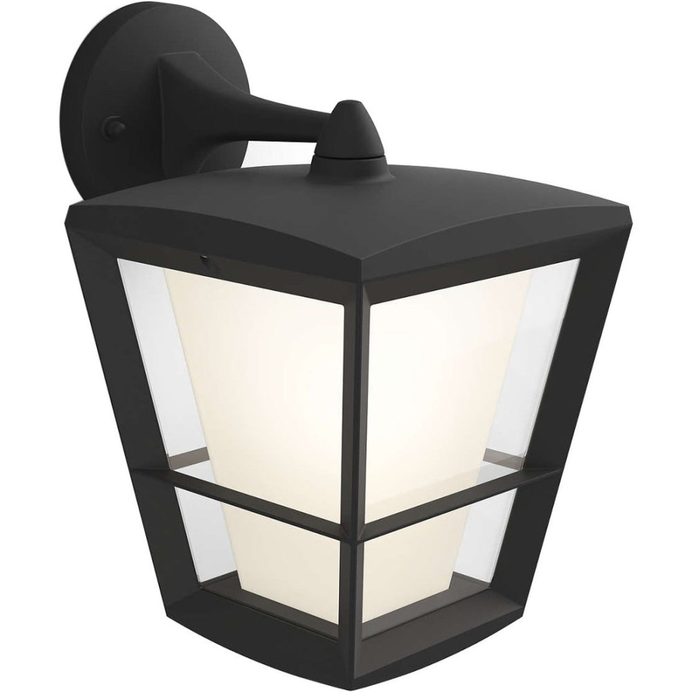 Philips Econic Outdoor Wall Light, 12-3/8inH x 9-6/10inW, Tempered Glass/Black And White