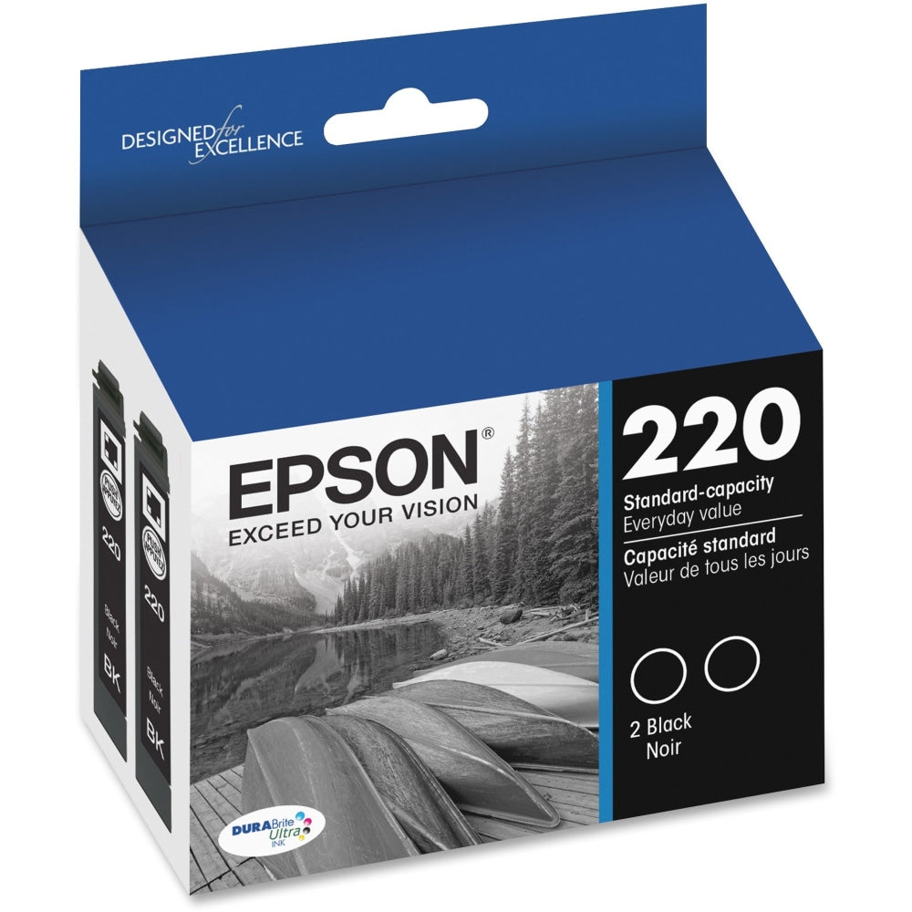 Epson R12X DuraBrite Ultra Black Ink Cartridges, Pack Of 2, T220