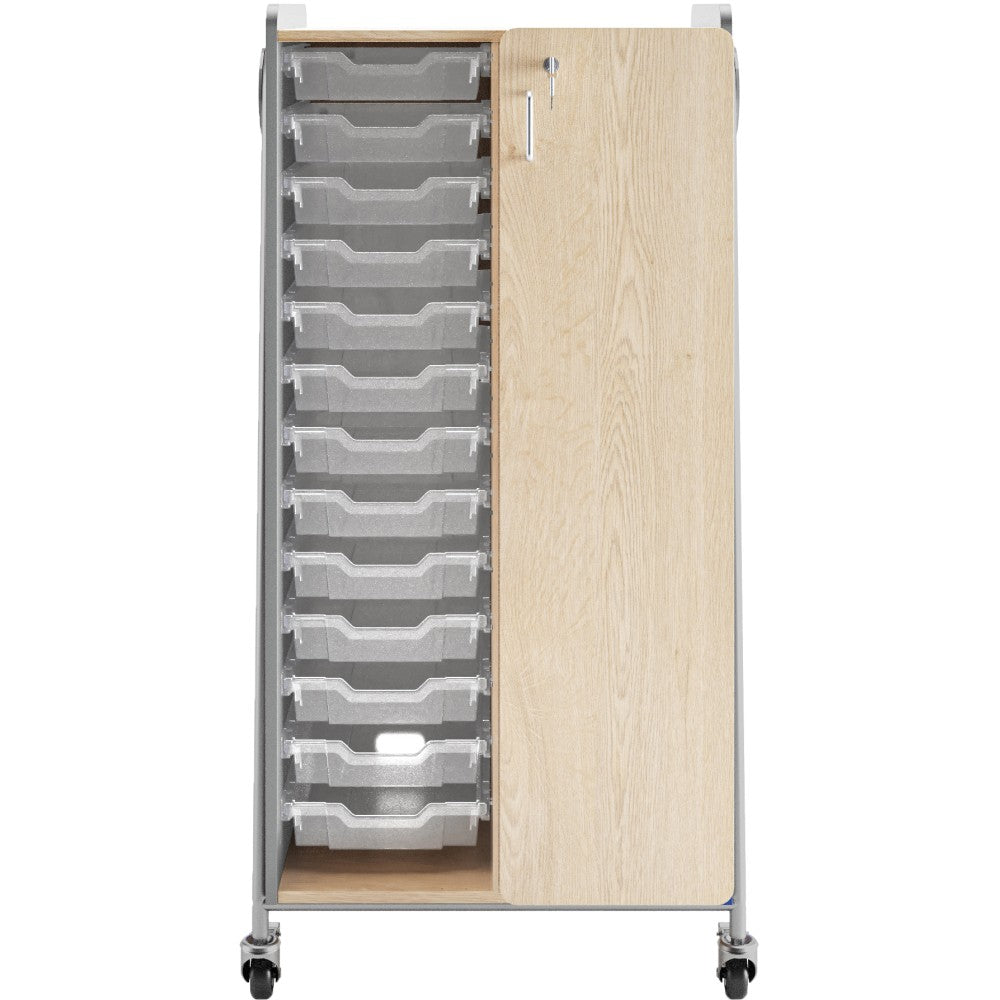 Safco Whiffle Double-Column Rolling Storage Cart With Wardrobe Bar, 60inH x 30inW x 19-3/4inD, Gray