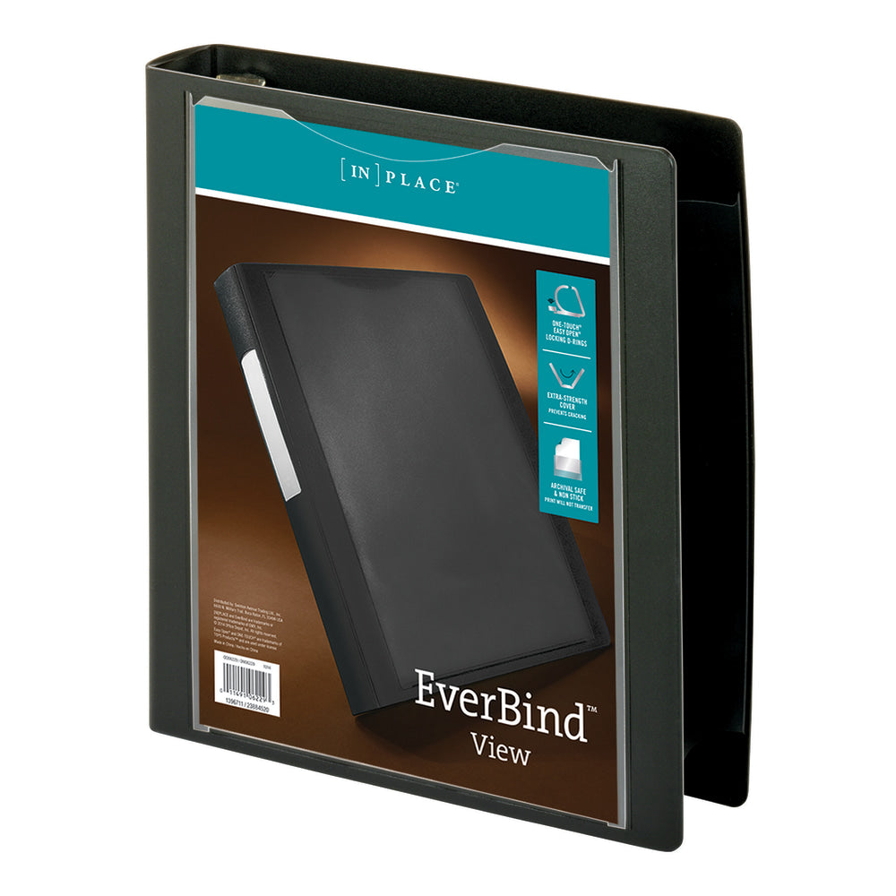 Office Depot Brand EverBind View 3-Ring Binder, 1 1/2in D-Rings, Black