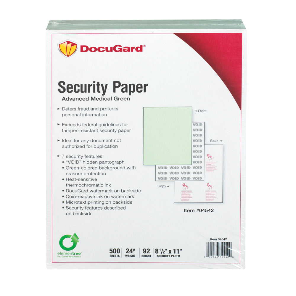 DocuGard Medical Prescription Papers, Advanced Medical 7, 1-Part, 8 1/2in x 11, 500 Sheets, Green