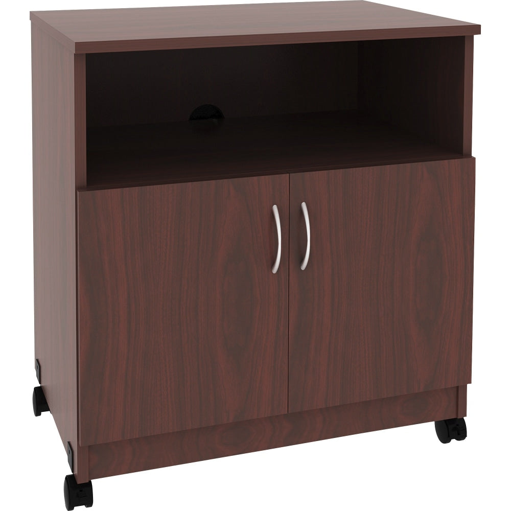 Lorell Mobile Machine Stand with Shelf - 30.8in Height x 28in Width x 19.3in Depth - Mahogany - Laminated Particleboard - Mahogany