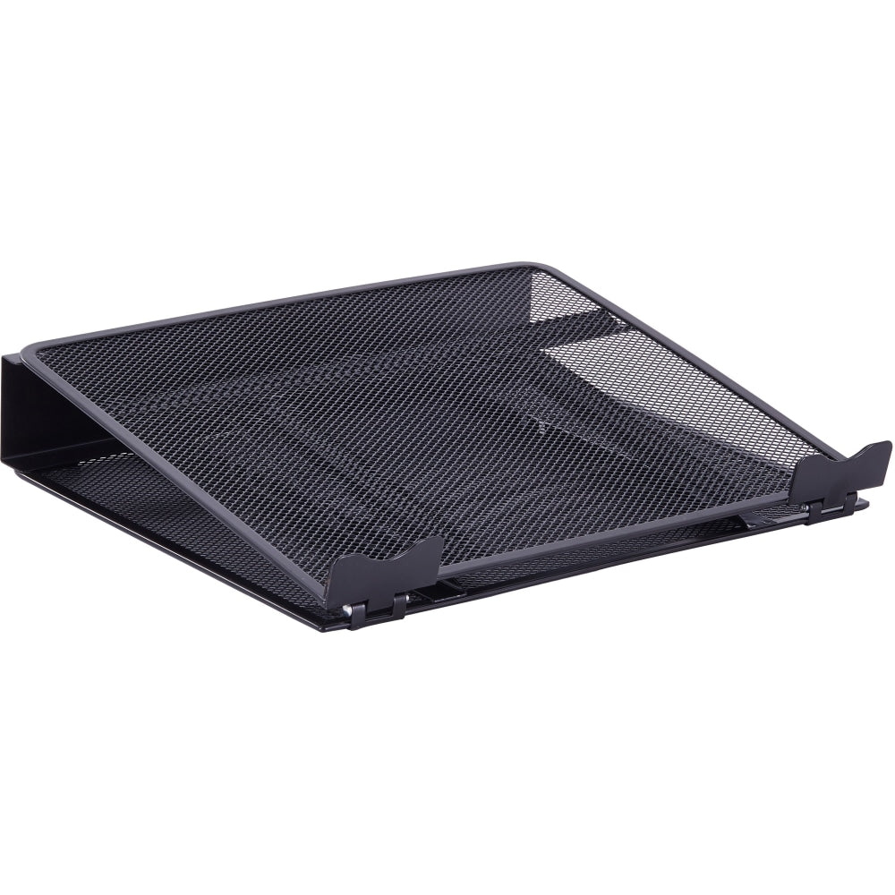 Lorell Mesh Laptop Stand - 3.5in Height x 13in Width x 11.5in Depth - Desktop - Steel, Metal - Black