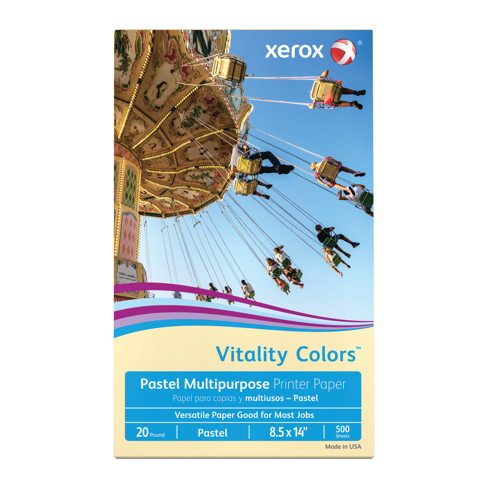 Xerox Vitality Colors Color Multi-Use Printer & Copy Paper, Ivory White, Legal (8.5in x 14in), 500 Sheets Per Ream, 20 Lb, 30% Recycled