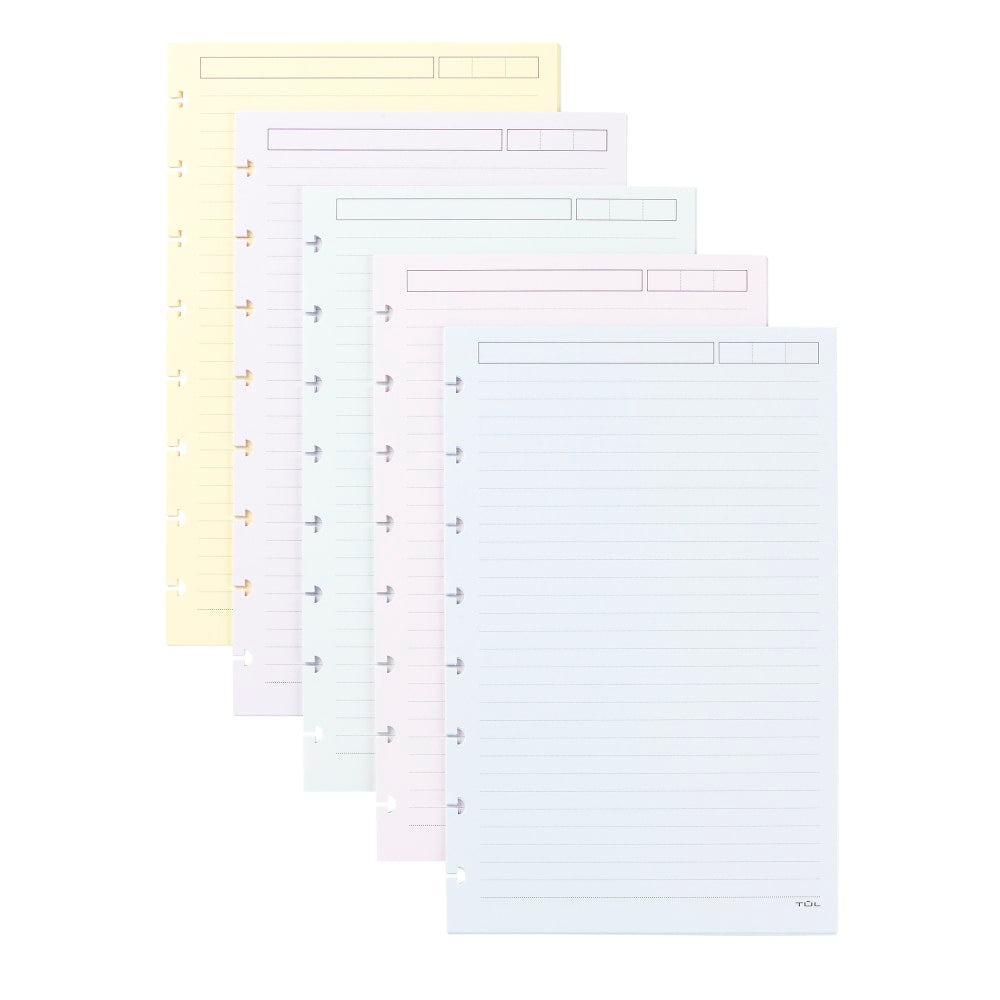 TUL Discbound Refill Pages, Junior Size, Narrow Ruled, 50 Sheets, Assorted Colors