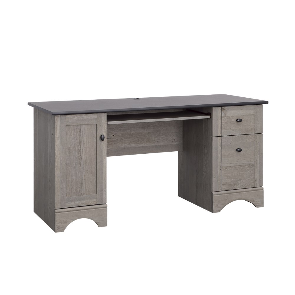 Sauder Select 60inW Double-Pedestal Computer Desk, Mystic Oak/Raven Oak