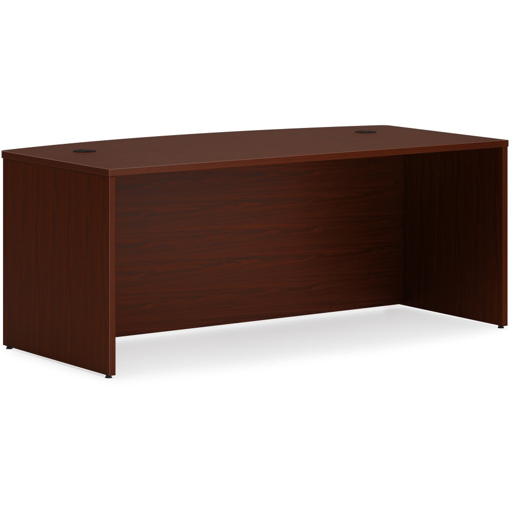 HON Mod 72inW Bowfront Computer Desk, Mahogany