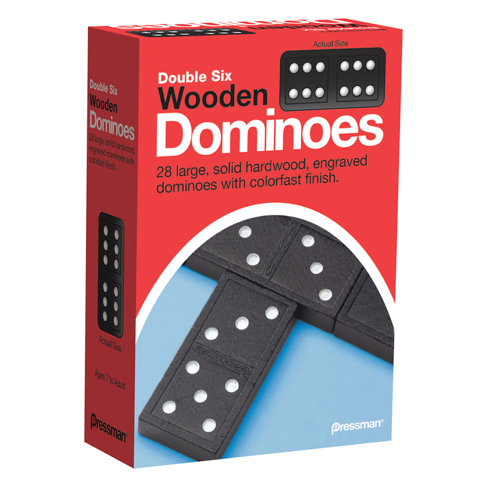 Pressman Toys Double Six Wooden Dominoes Games, Grade 2 to 12, Pack Of 6 Games