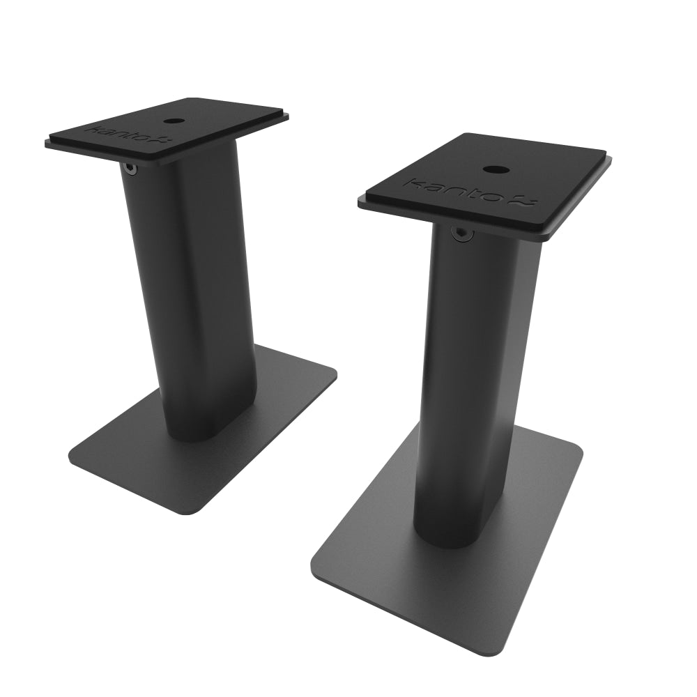 Kanto SP9 9 Inch Tall Universal Desktop Speaker Stand - Black (Pair) - 60 lb Load Capacity - 8.3in Height x 4.3in Width x 7.1in Depth - Desktop - Steel, Foam - Black