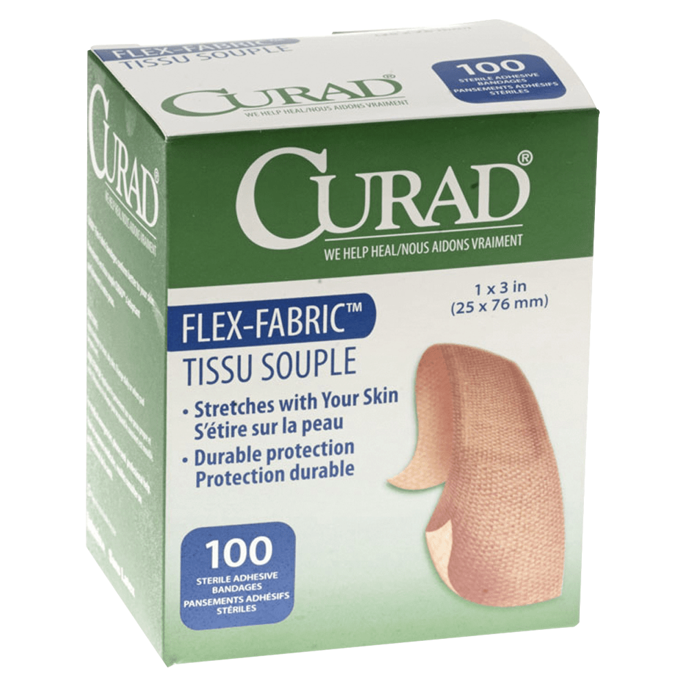 Medline Adhesive Flex Fabric Bandages, 1in x 3in, Box Of 100