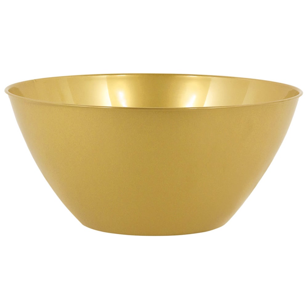 Amscan 5-Quart Plastic Bowls, 11in x 6in, Gold, Set Of 5 Bowls