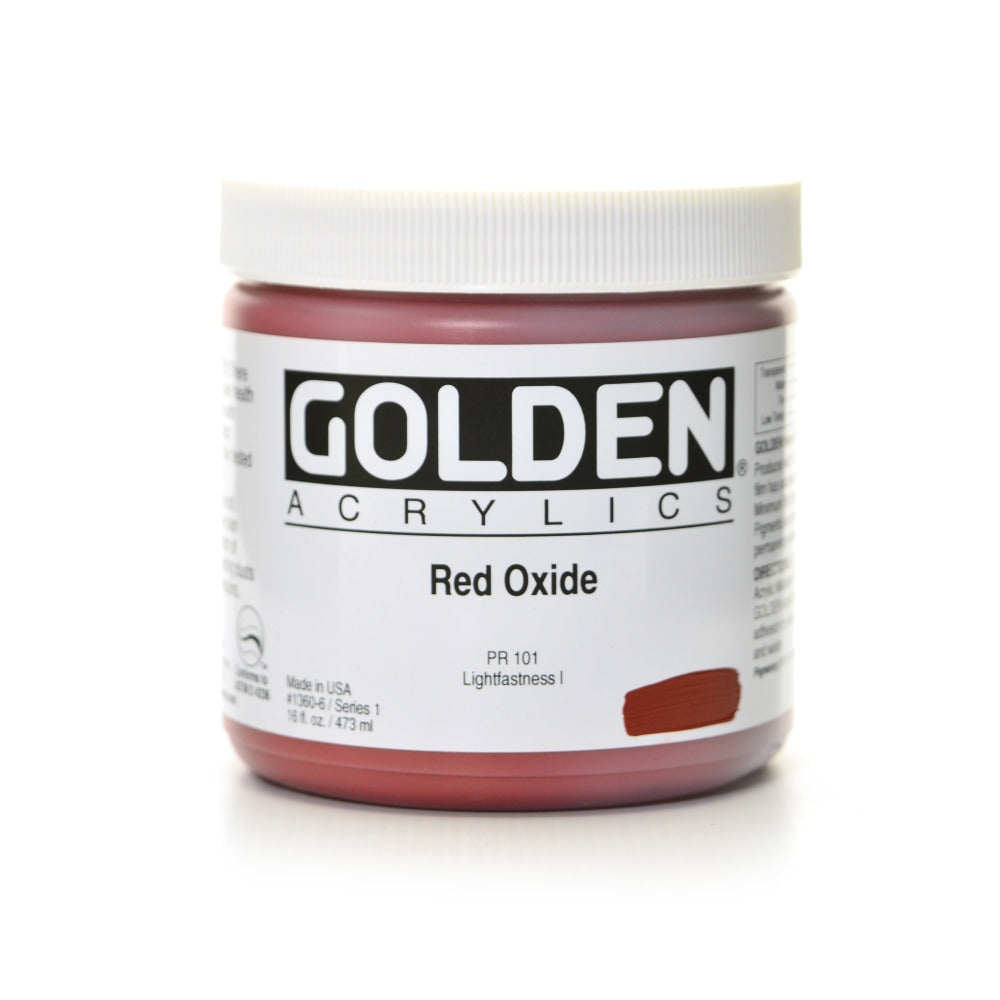 Golden Heavy Body Acrylic Paint, 16 Oz, Red Oxide