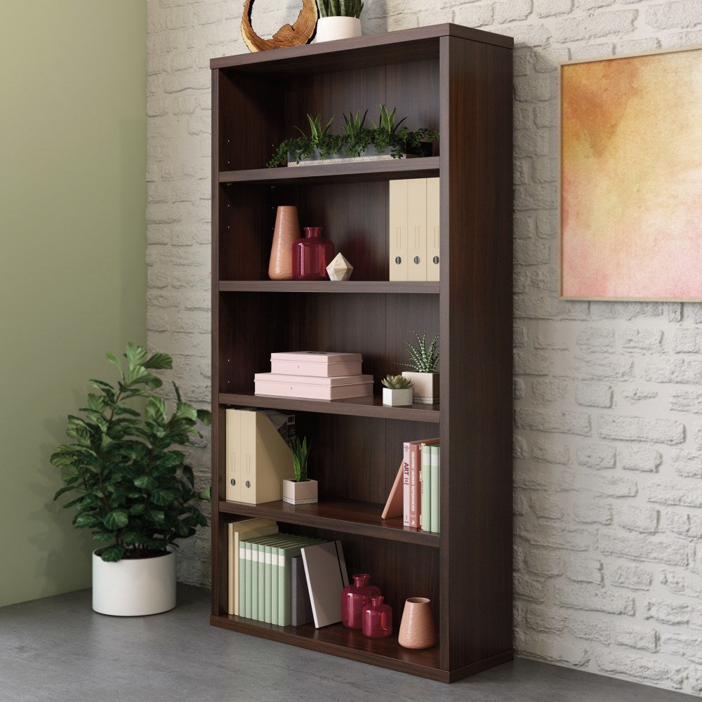 Sauder Affirm Commercial 66inH 5-Shelf Bookcase, Noble Elm