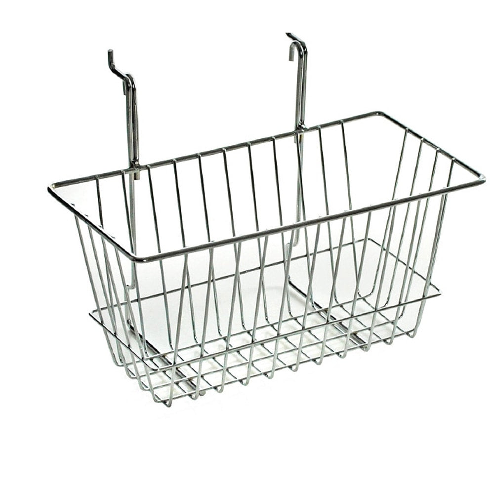 Azar Displays Chrome Wire Baskets, Small Size, 6 1/4in x 12in x 6in, Silver, Pack Of 2