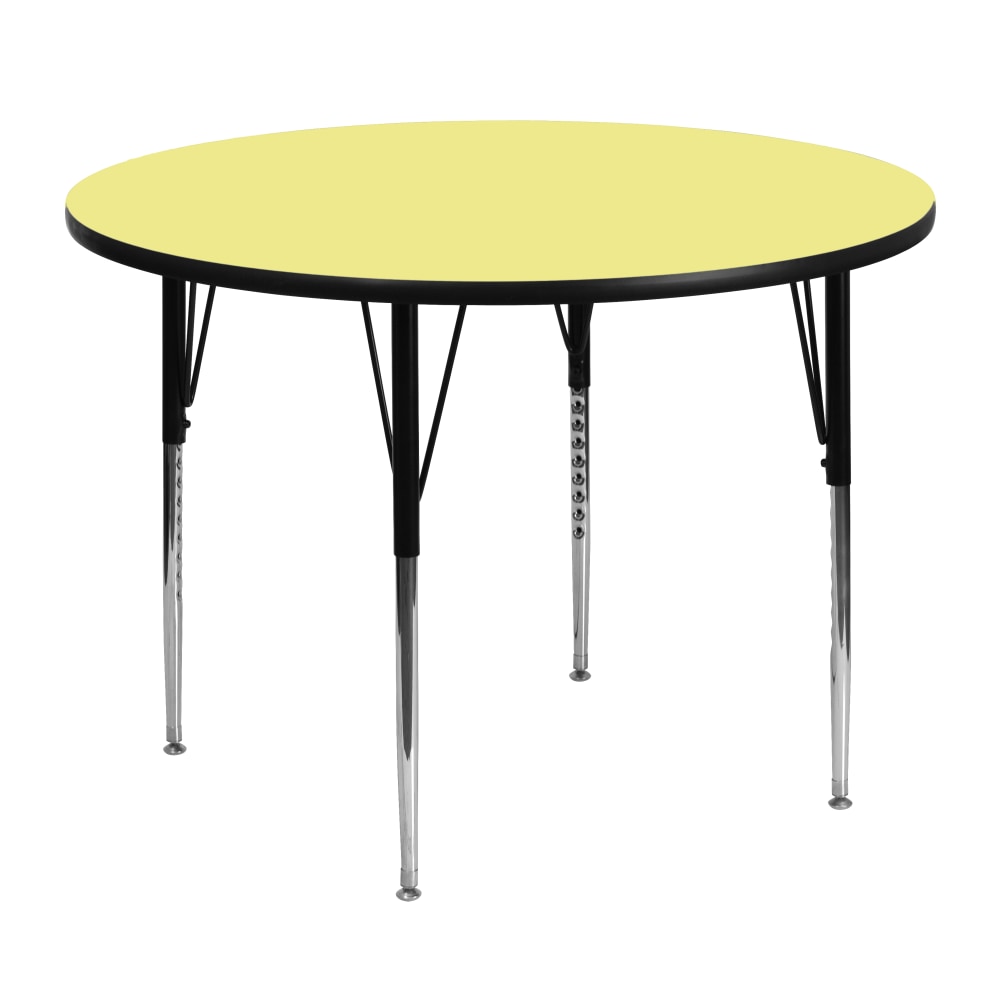 Flash Furniture 48in Round Thermal Laminate Activity Table With Standard Height-Adjustable Legs, Yellow